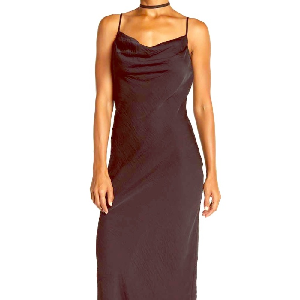 Draped Neck Satin Maxi Dress NWT
